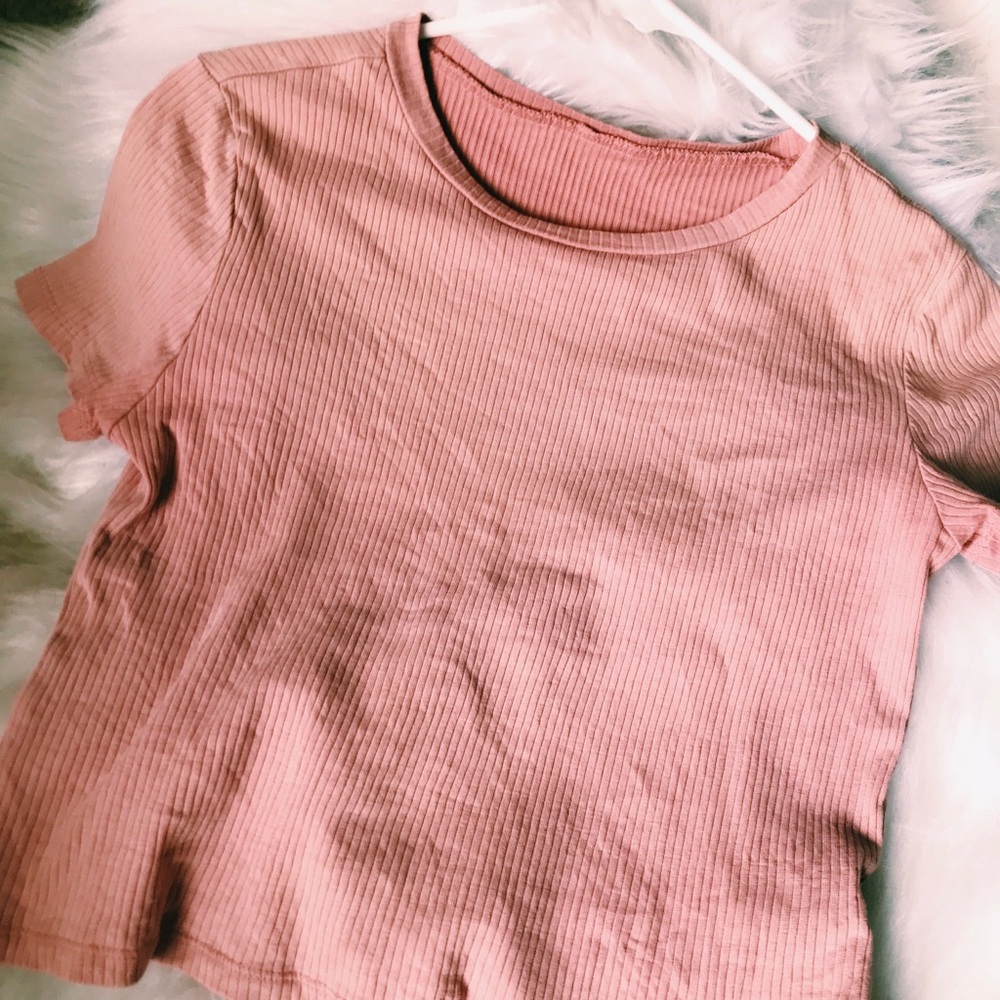 Pink Ribbed Crop Top